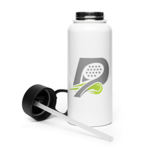 padel tennis vip stainless steel water bottle with a straw lid